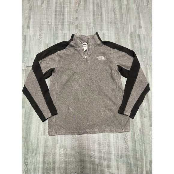 The North Face  Boy's Garcons Size L Gray/ Black Quarter Zip Fleece - Picture 1 of 4